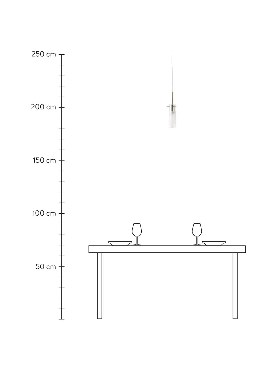 Kleine hanglamp Toscana van glas, Lampenkap: glas, Baldakijn: metaal, Zilverkleurig, transparant, Ø 5 x H 22 cm