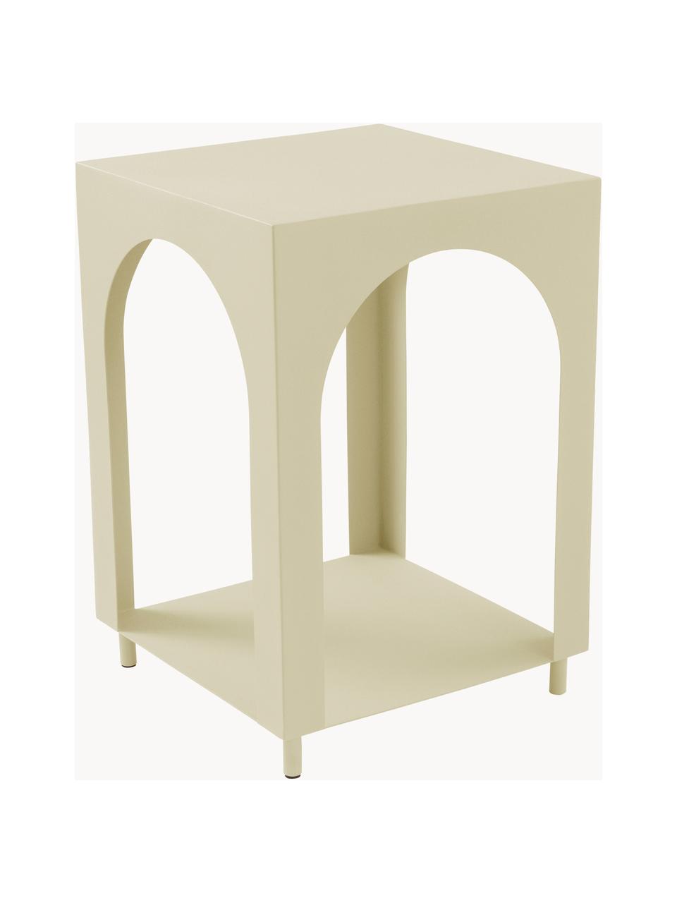 Tavolino Vesta, Pannello di fibra a media densità (MDF), con finitura in legno di frassino, Legno, laccato giallo chiaro, Larg. 40 x Alt. 59 cm