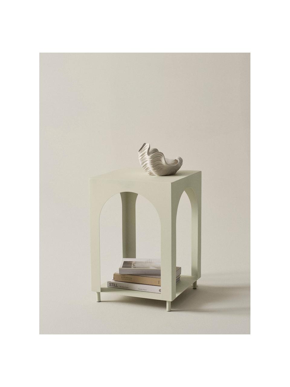Table d'appoint avec rangement supplémentaire Vesta, MDF, placage en frêne, Bois, jaune pâle laqué, larg. 40 x haut. 59 cm