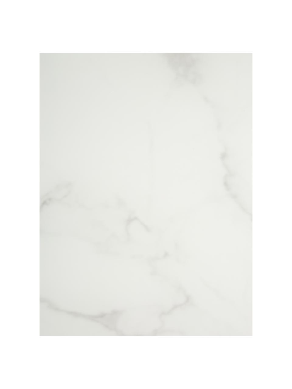 Runder Couchtisch Antigua mit Glasplatte in Marmor-Optik, Tischplatte: Glas, matt bedruckt, Gestell: Metall, vermessingt, Marmor-Optik Weiß, Messingfarben, Ø 80 cm