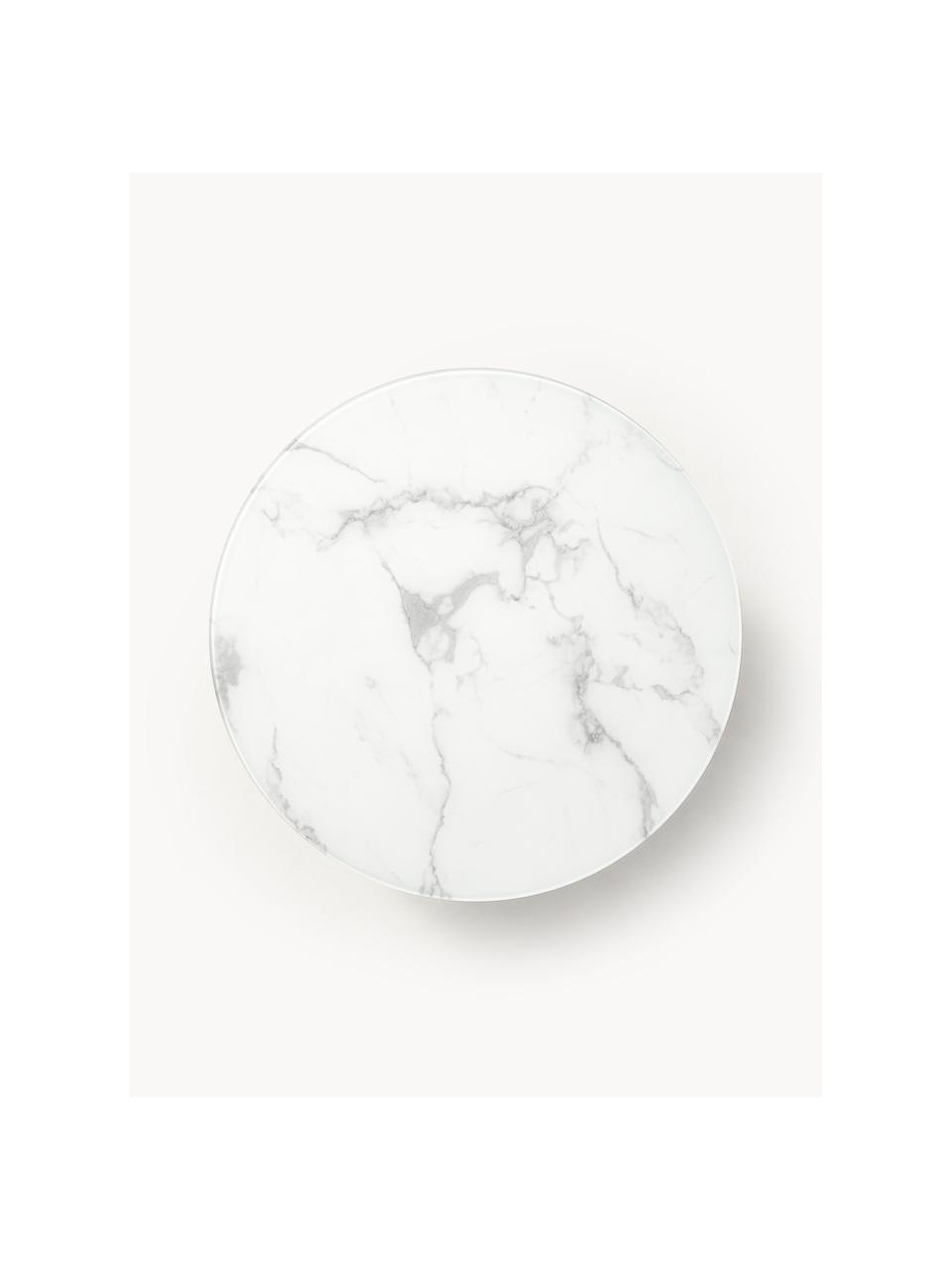 Table basse ronde avec plateau look marbre Antigua, Blanc aspect marbre, or laiton, Ø 80 cm