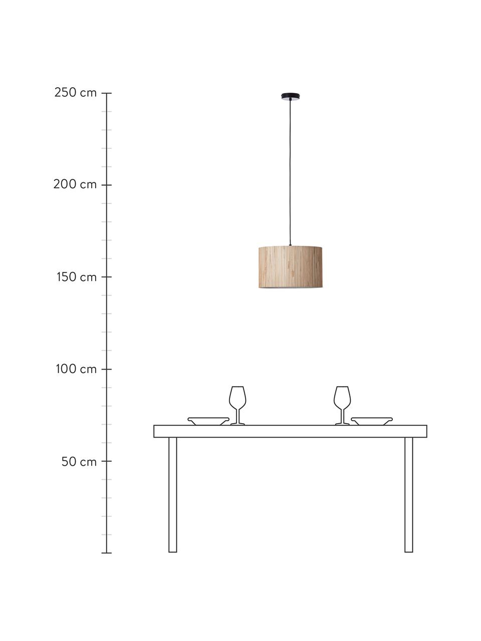 Hanglamp Wimea van zeegras, Lampenkap: zeegras, Baldakijn: gecoat metaal, Beige, Ø 35 x H 22 cm