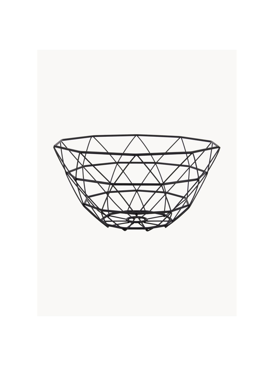 Cesta Diamond, Ø 30 cm, Metal recubierto, Negro mate, Ø 30 x Al 15 cm