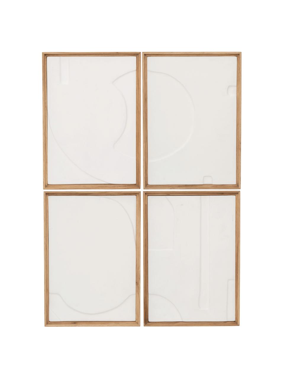 Decorazione da parete in cartapesta Graphic Geo, Struttura: legno di quercia, Legno chiaro, bianco crema, Larg. 21 x Alt. 29 cm
