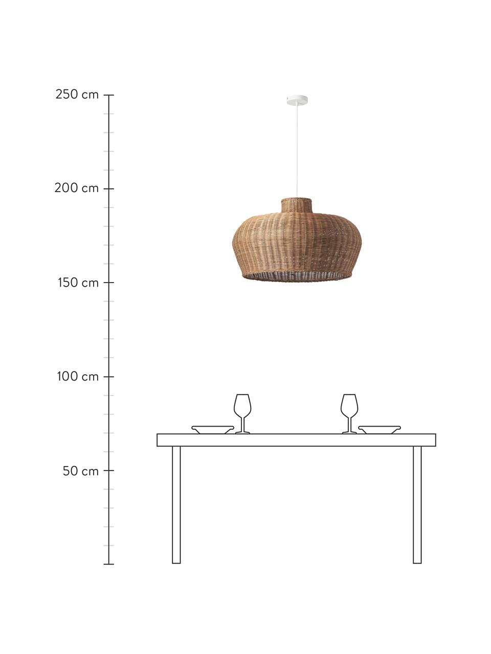 Lampada grande a sospensione in rattan Krisa, Metallo, rattan, Marrone, Larg. 70 x Alt. 150 cm