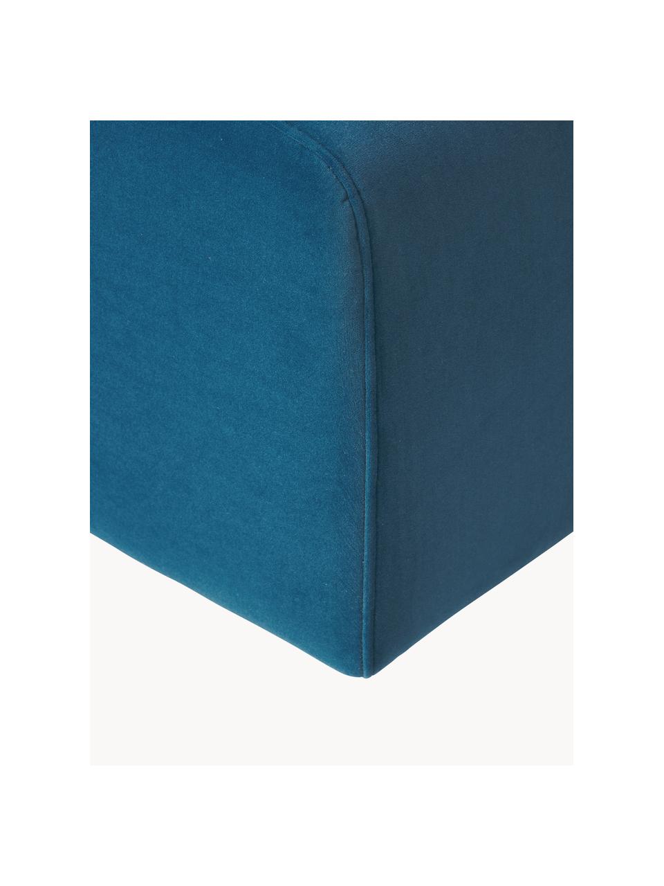 Poggiapiedi da divano in velluto Lena, Rivestimento: velluto (100% poliestere), Struttura: legno di pino, legno lami, Piedini: plastica, Velluto grigio-blu, Larg. 76 x Prof. 76 cm