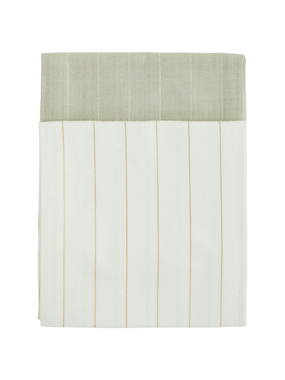 Baumwoll-Geschirrtücher Lines mit silber- und goldfarbenen Linien, 4er-Set, 100% Baumwolle, Lurexfaden, Beige, Creme, 50 x 70 cm