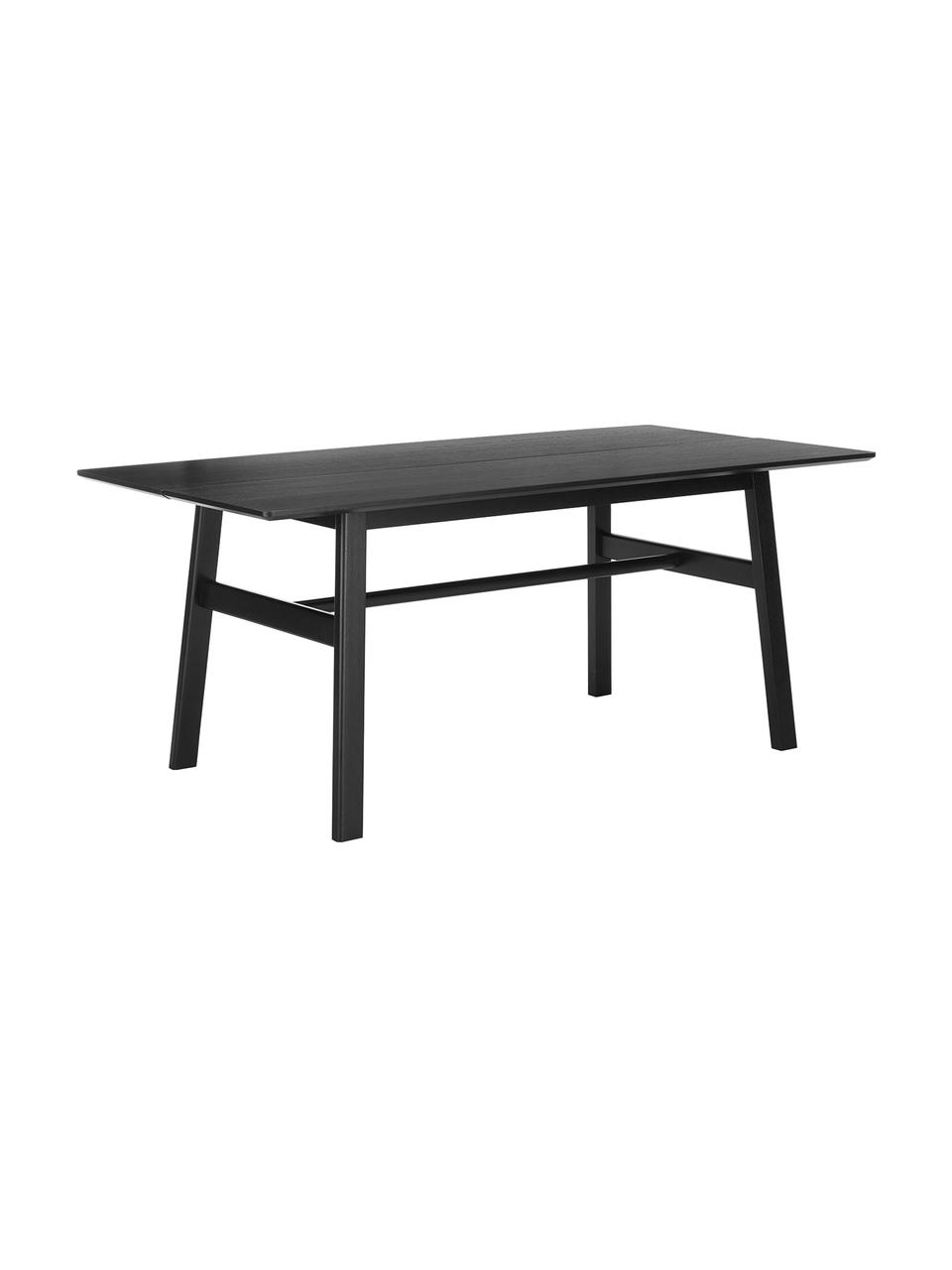 Table noire en bois Larson, Placage en bois de chêne, laqué noir