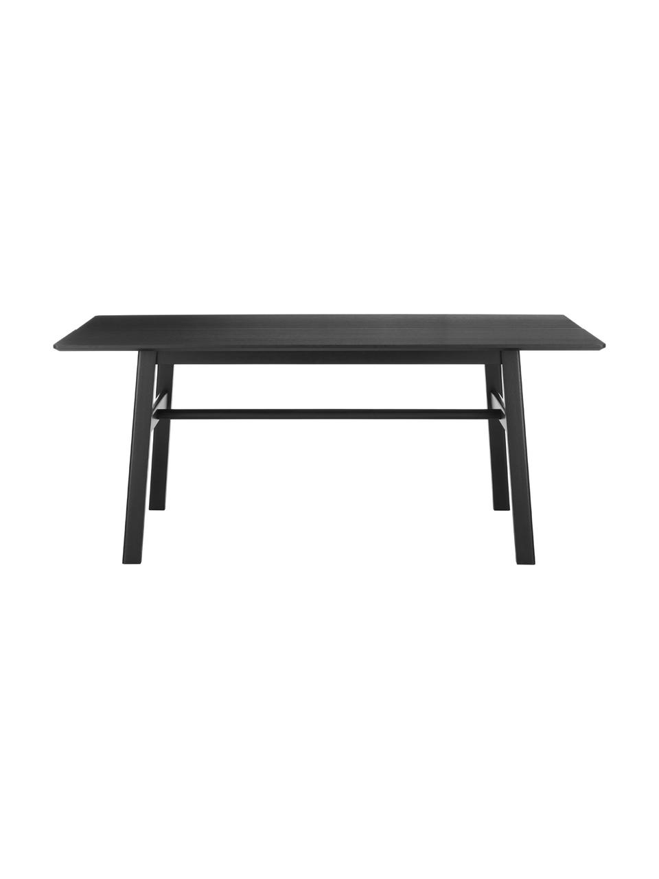 Table noire en bois Larson, Placage en bois de chêne, laqué noir