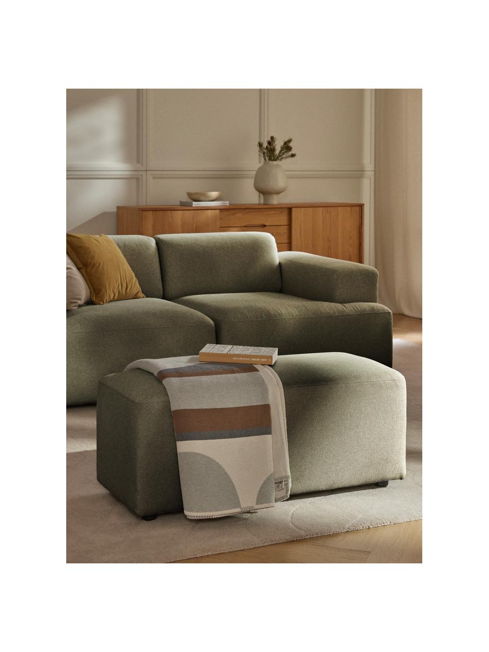 Pouf Melva, larg. 99 x prof. 42 cm, Tissu vert olive, larg. 99 x prof. 42 cm