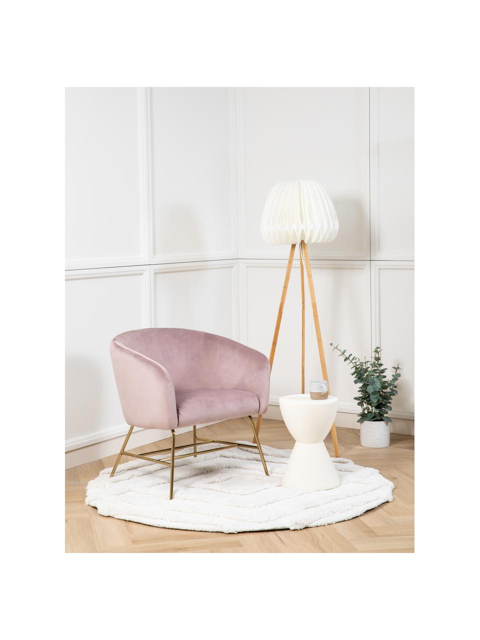 Moderne fluwelen fauteuil Ramsey in roze, Bekleding: polyester fluweel, Poten: gelakt metaal, Fluweel roze, B 72 x D 67 cm