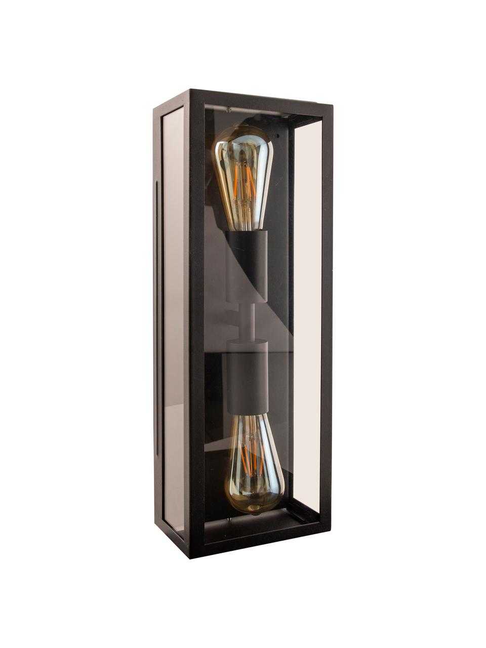 Außenwandleuchte Ayla im Industrial-Style, Lampenschirm: Glas, Schwarz, B 16 cm, H 44 cm