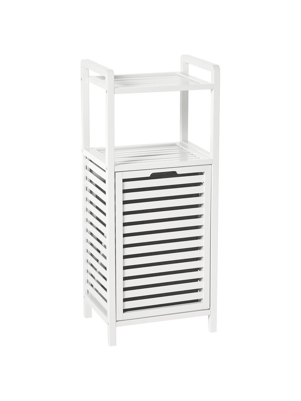 Scaffale bagno con portabiancheria Kit, Struttura: legno di bambù certificat, Bianco, Larg. 40 x Alt. 95 cm