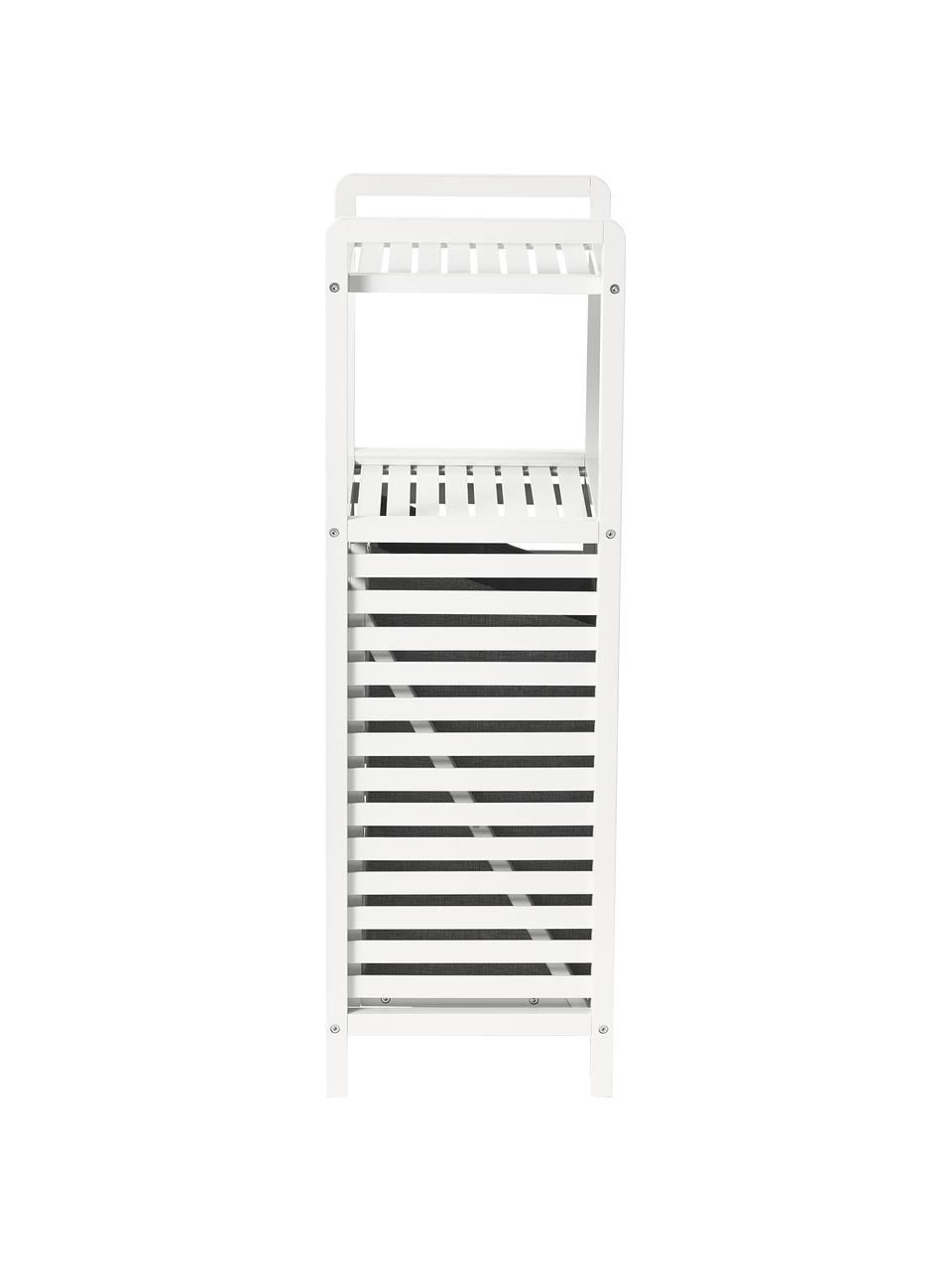 Badkamerrek Kit met wasmand, Frame: bamboehout, FSC-gecertifi, Wit, B 40 x H 95 cm