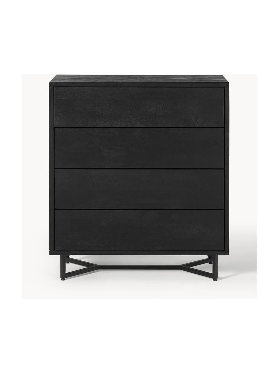 Commode en bois de manguier avec tiroirs Luca, Bois de manguier noir laqué, noir, larg. 90 x haut. 100 cm