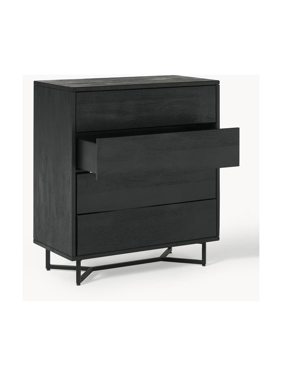 Commode en manguier Luca, Manguier laqué, cadre noir, larg. 90 x haut. 100 cm