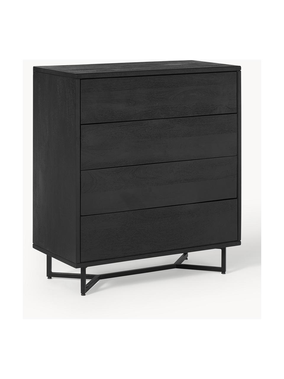 Commode en manguier Luca, Manguier laqué, cadre noir, larg. 90 x haut. 100 cm