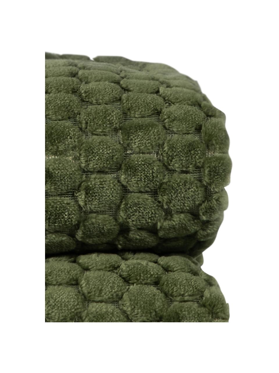 Plaid doux à surface texturée Maja, 100 % polyester, Vert, larg. 130 x long. 170 cm
