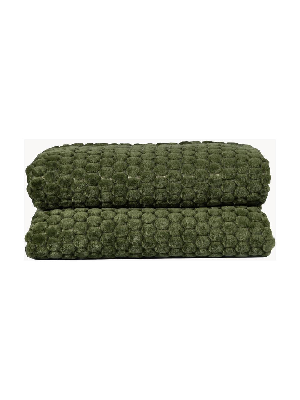 Měkký pléd se strukturovaným povrchem Maja, 100 % polyester, Zelená, Š 130 cm, D 170 cm