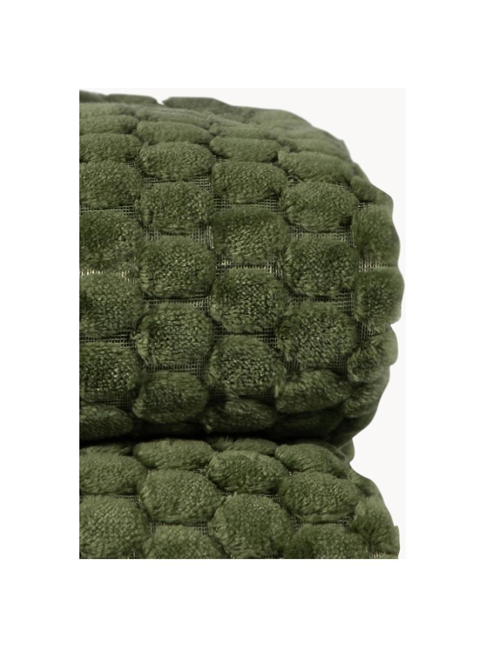 Zachte plaid Maja met gestructureerd oppervlak, 100% polyester, Donkergroen, B 130 x L 170 cm