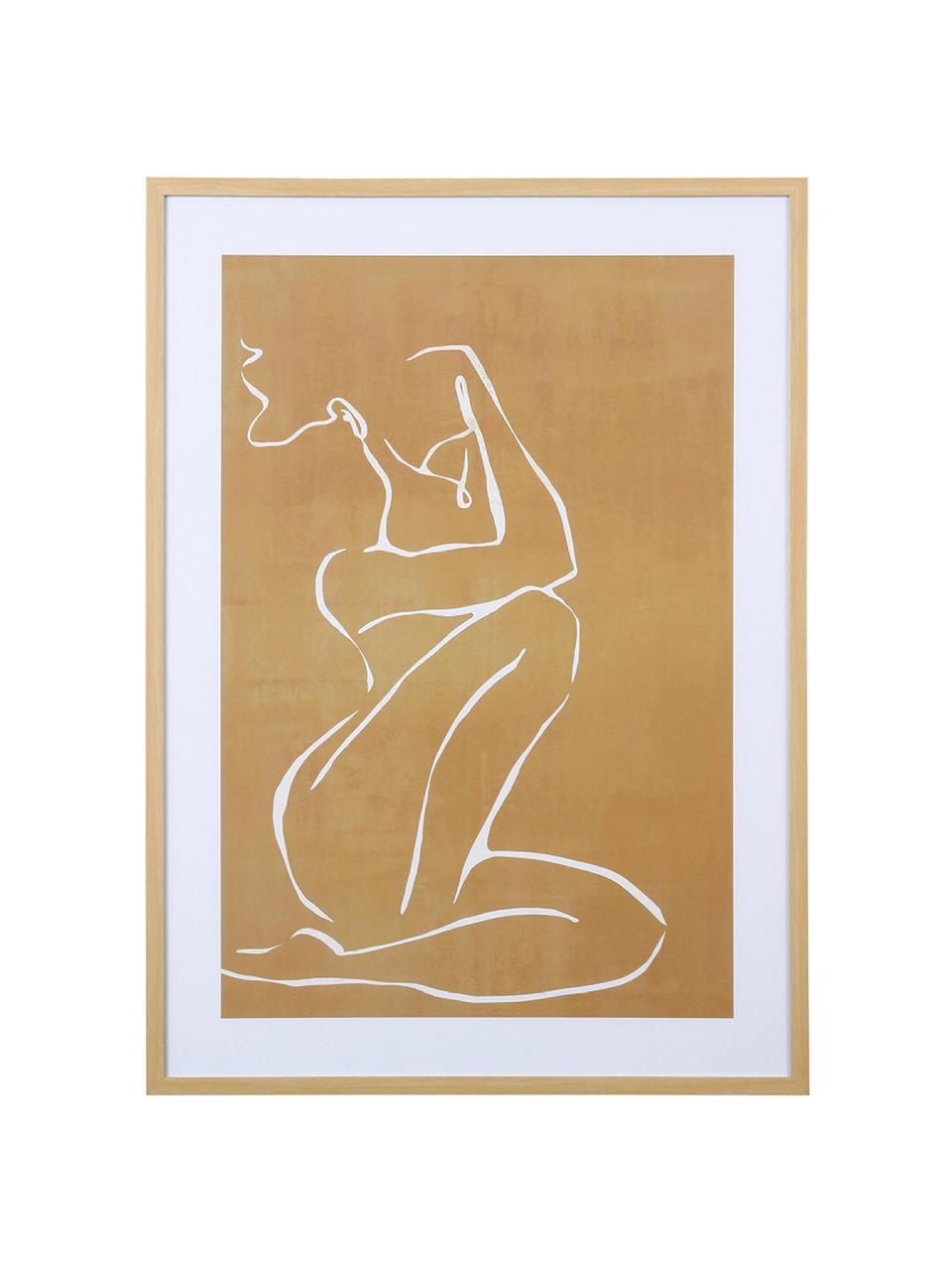 Impression numérique encadrée Femme, Beige, larg. 52 x haut. 72 cm