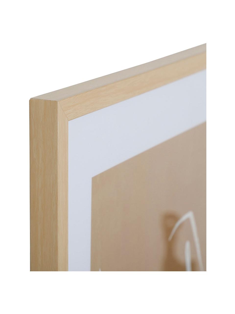 Gerahmter Digitaldruck Femme, Rahmen: Mitteldichte Holzfaserpla, Bild: Papier, Front: Glas, Beige, B 52 x H 72 cm