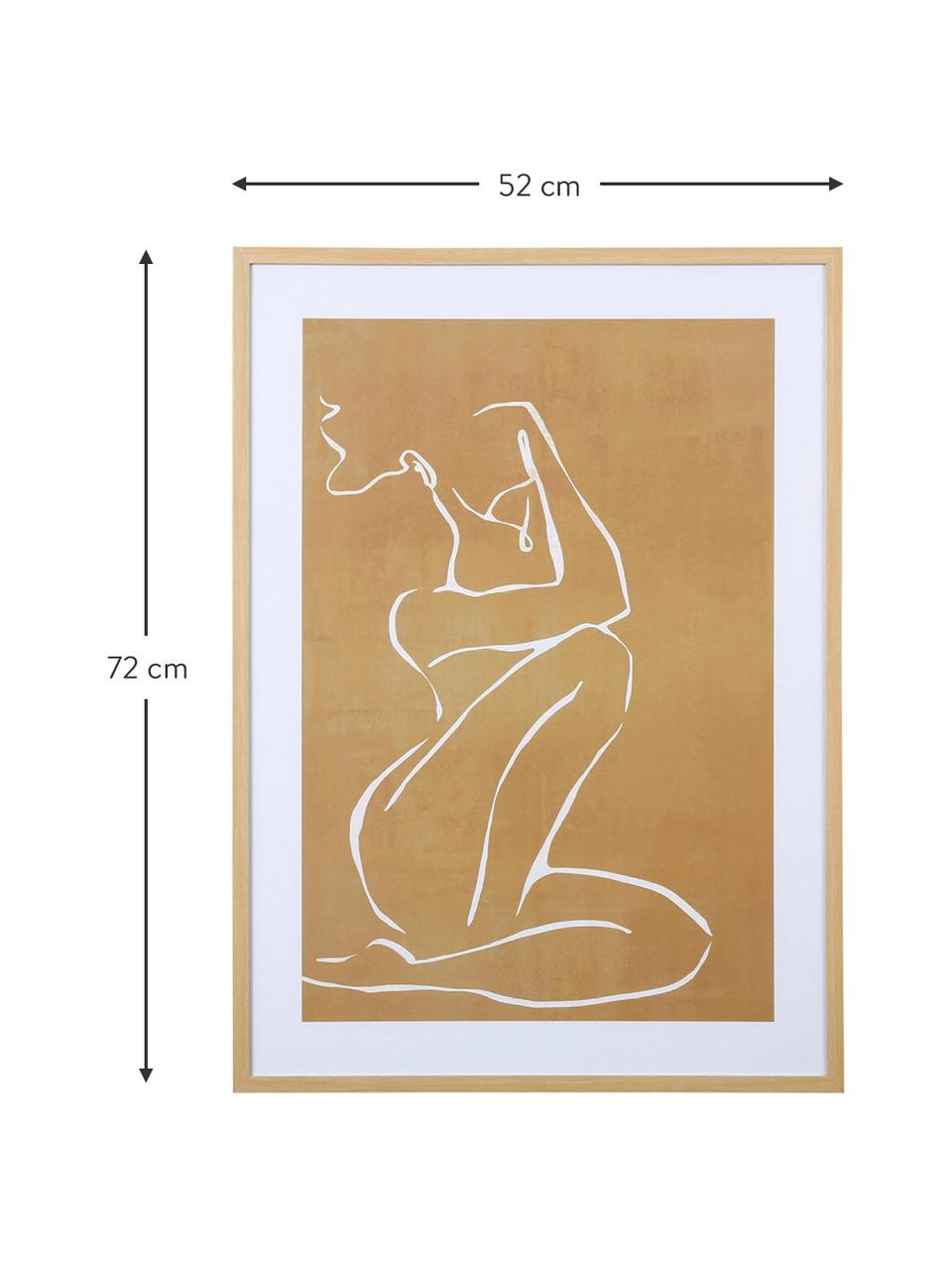 Impression numérique encadrée Femme, Beige, larg. 52 x haut. 72 cm
