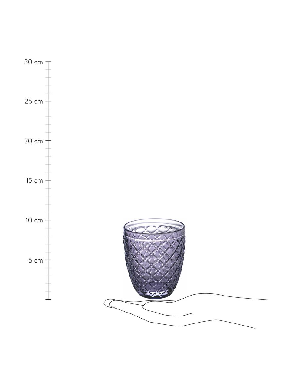 Vasos Castle, 6 uds., Vidrio, Tonos turquesas y lilas, Ø 8 x Al 10 cm