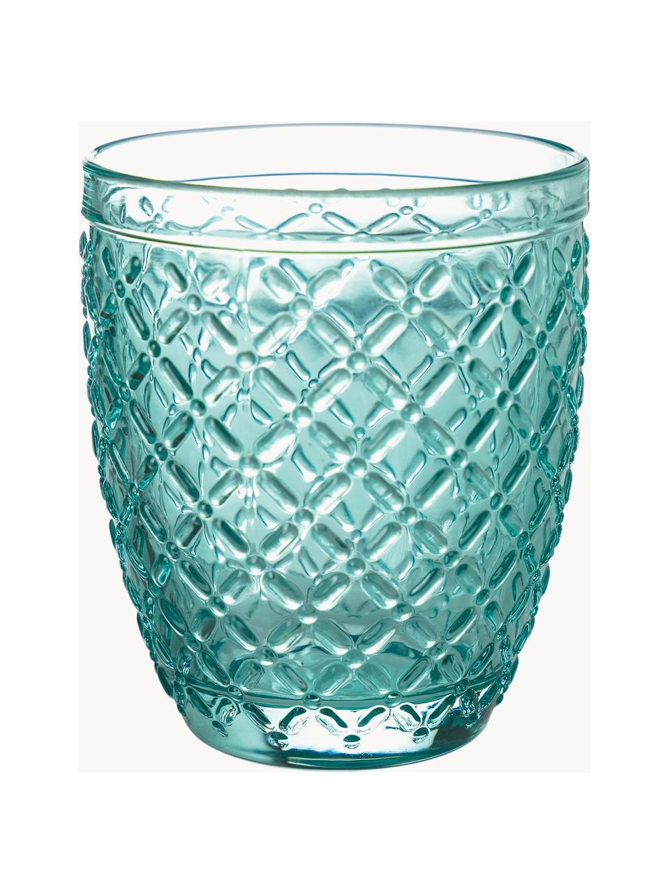 Set di 6 bicchieri acqua Rombi, Vetro, Tonalità viola e turchese, trasparenti, Ø 8 x Alt. 10 cm, 350 ml