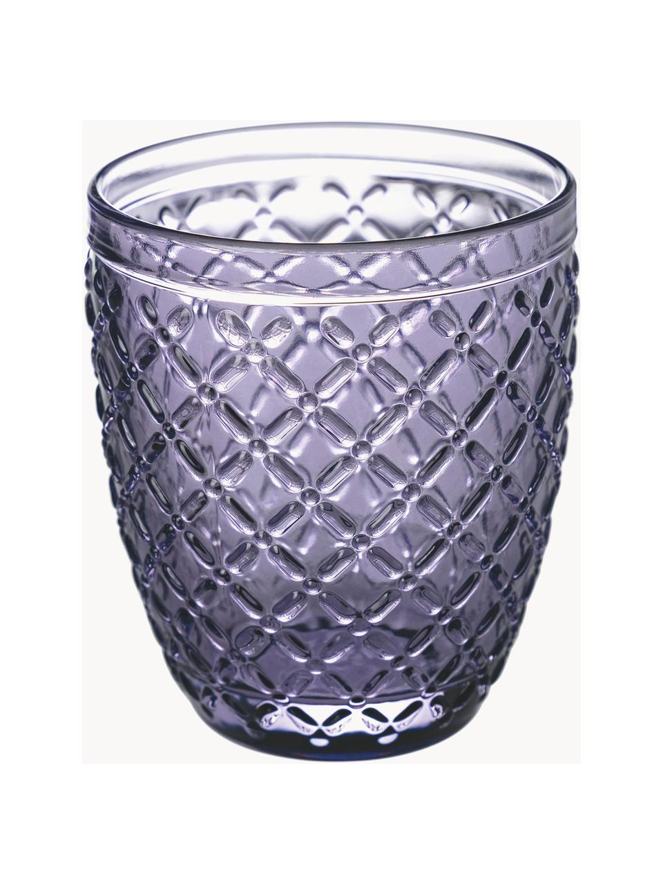 Vasos de agua Castle, 6 uds., Vidrio, Tonos turquesas y lilas transparente, Ø 8 x Al 10 cm, 350 ml