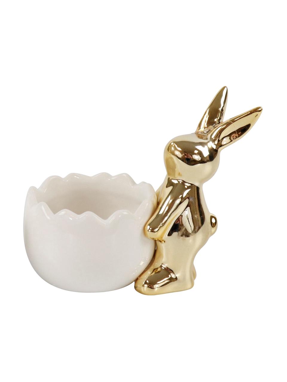 Eierbecher-Set Goldglanz aus Porzellan, 2er-Set, Porzellan, Weiß, Goldfarben, B 7 x H 10 cm
