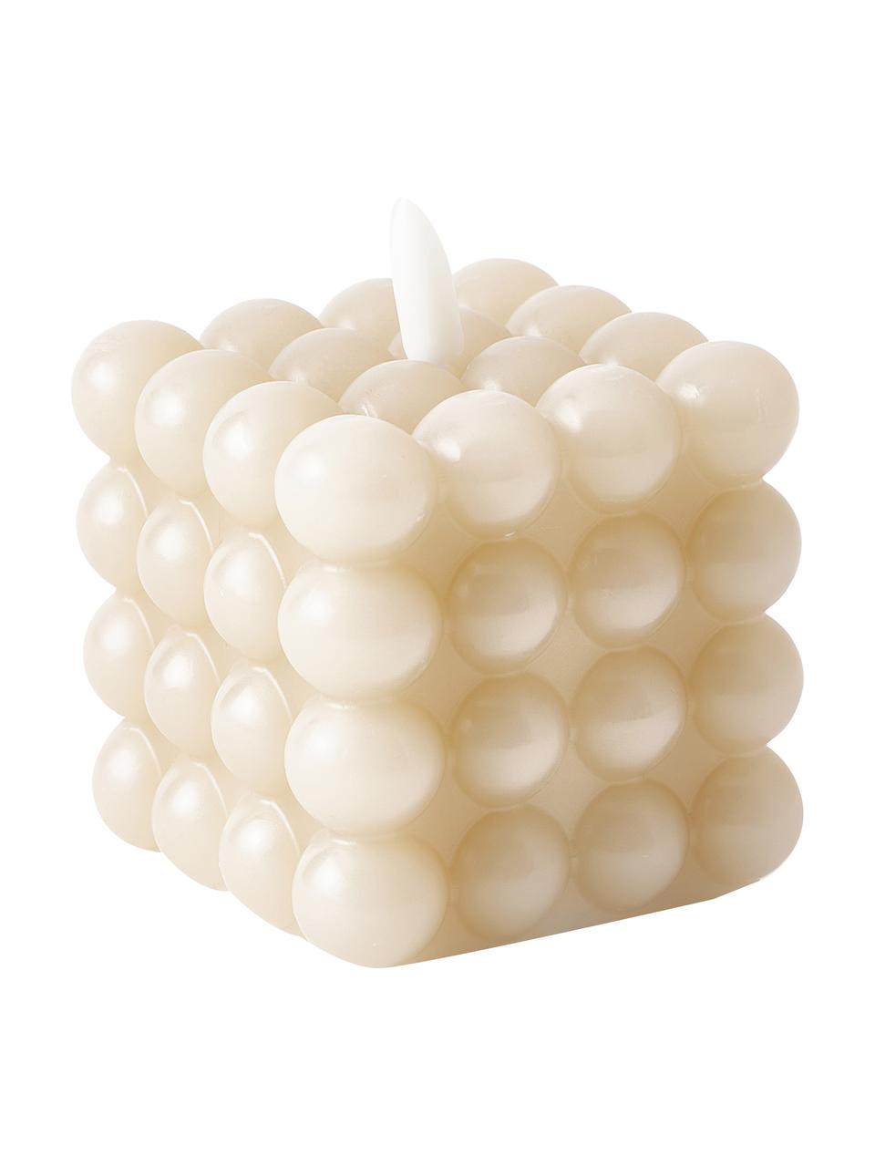 Candela a LED a batteria con funzione tremolante Bolle, Cera, plastica, Bianco crema, Larg. 8 x Alt. 10 cm