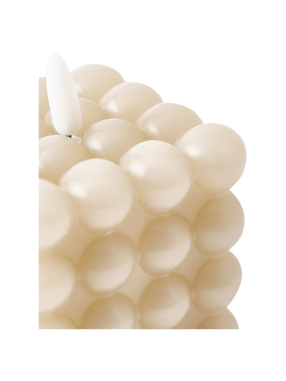 Candela a LED a batteria con funzione tremolante Bolle, Cera, plastica, Bianco crema, Larg. 8 x Alt. 10 cm