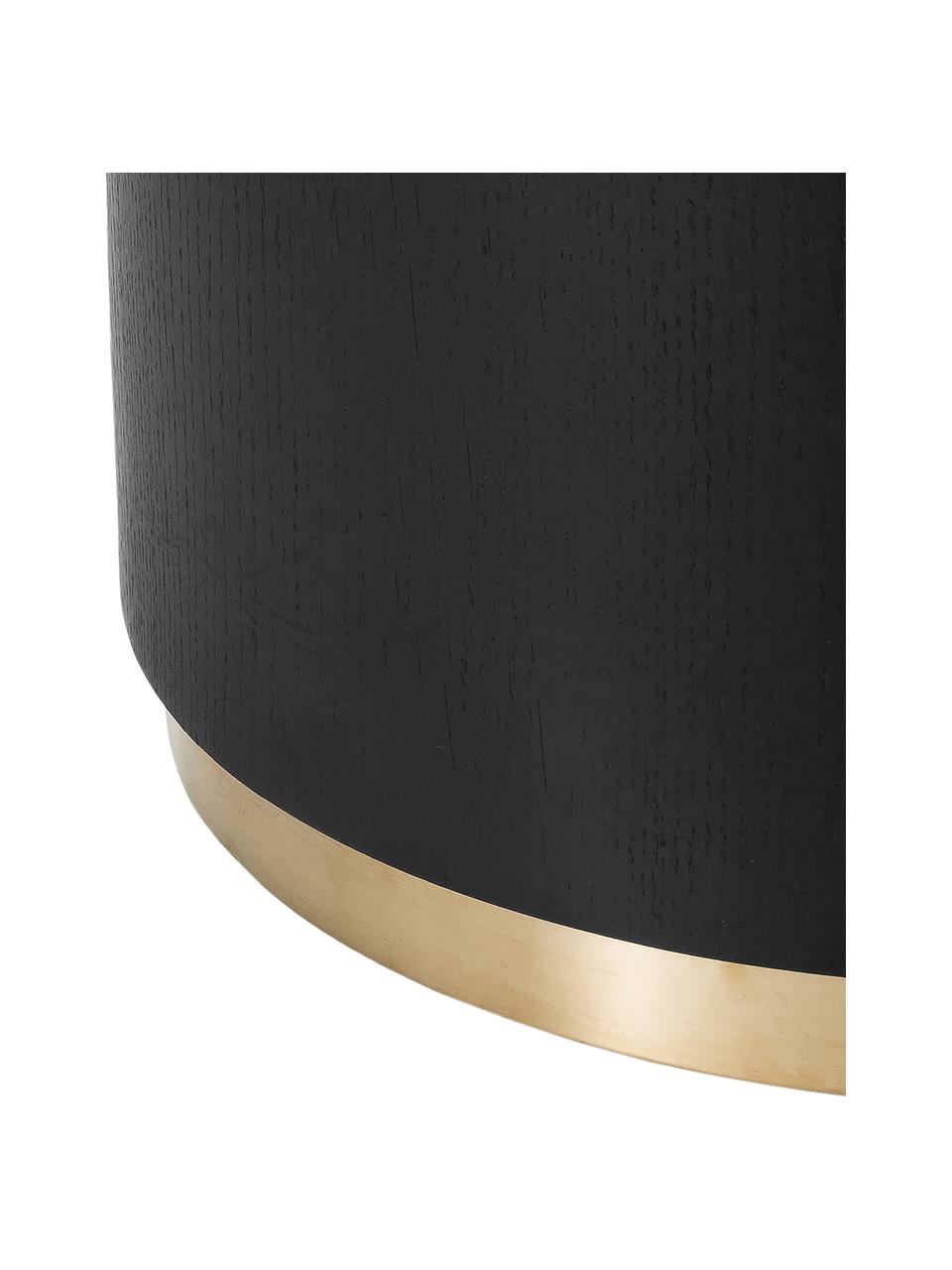 Mesa auxiliar redonda Clarice, Estructura: tablero de fibras de dens, Negro, dorado, Ø 40 x Al 50 cm