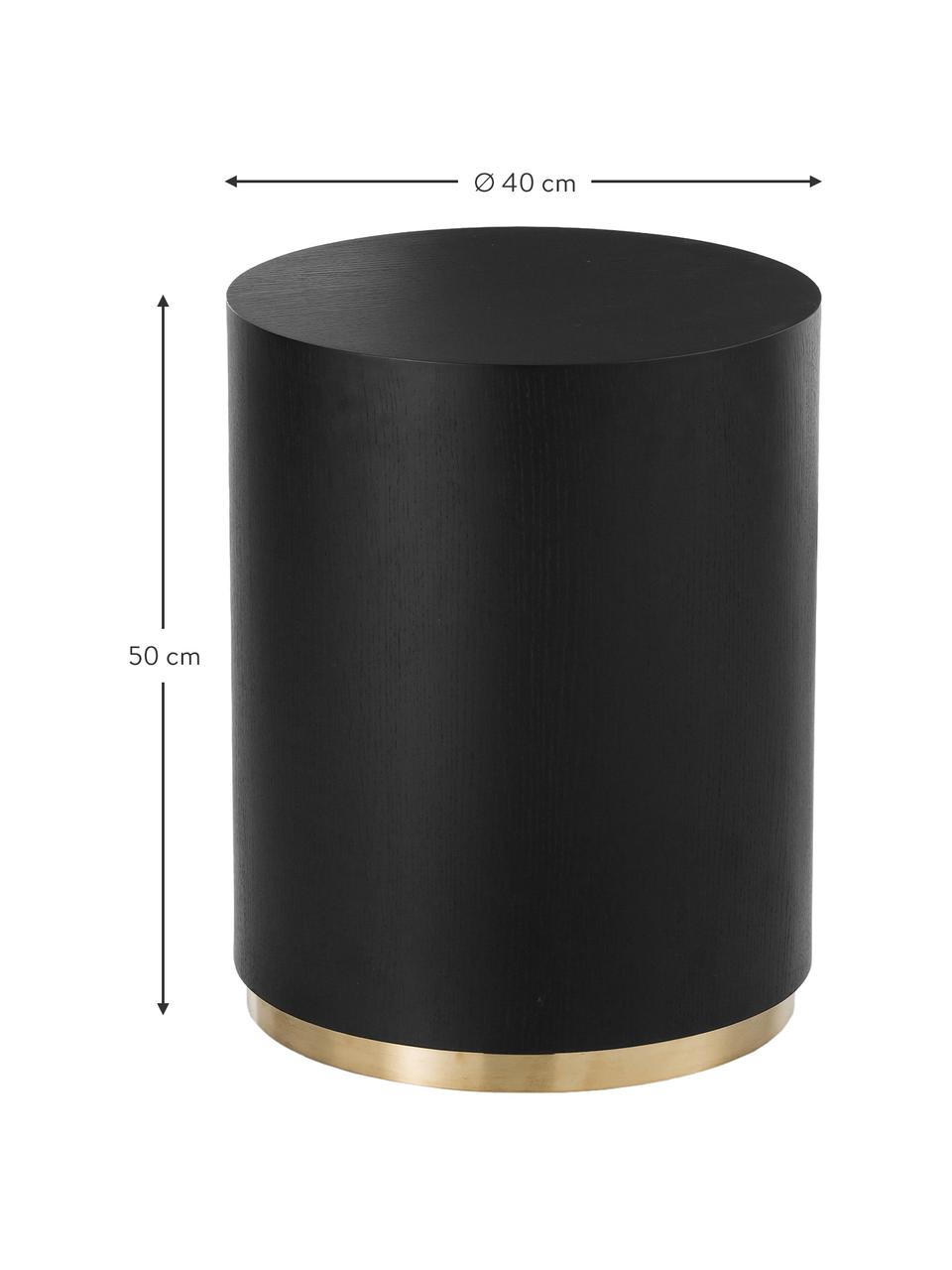 Ronde bijzettafel Clarice in zwart, Frame: MDF met essenhoutfineer, Voet: gecoat metaal, Zwart, Ø 40 x H 50 cm