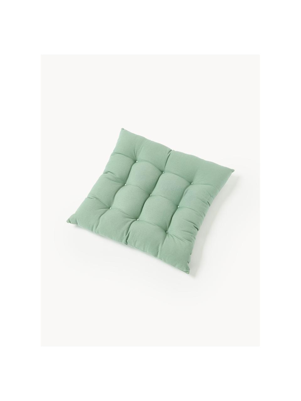 Cojines de asiento Ava, 2 uds., Funda: 100% algodón, Verde salvia, An 40 x L 40 cm