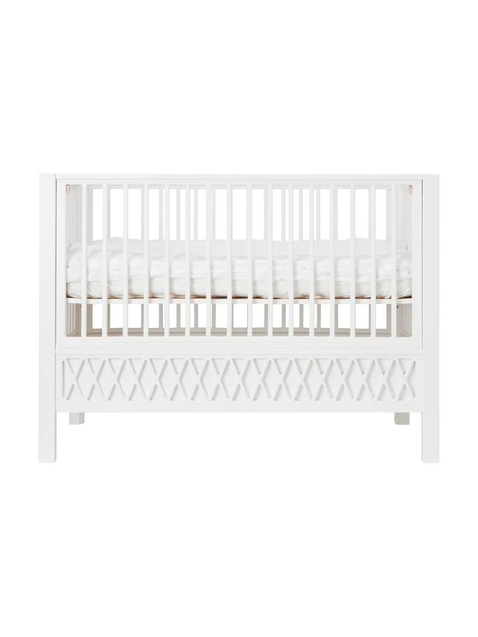 Babybed Harlequin, Grenenhout, MDF, gelakt met VOC-vrije verf, Wit, B 72 x L 132 cm