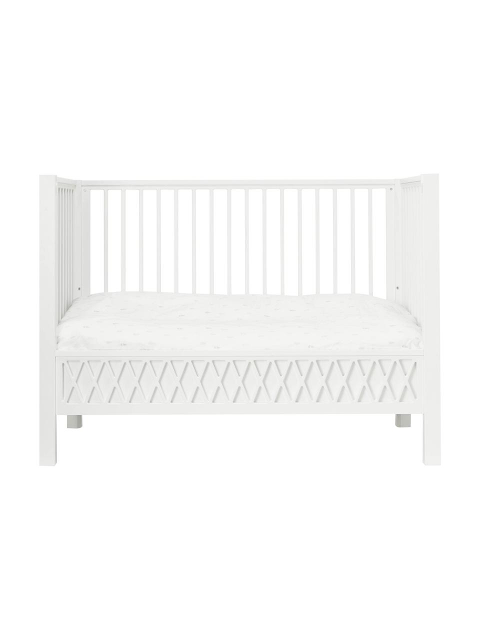 Cuna Harlequin, Madera de pino, tablero de fibras de densidad media (MDF), pintado con pintura libre de COV, Blanco, An 72 x L 132 cm