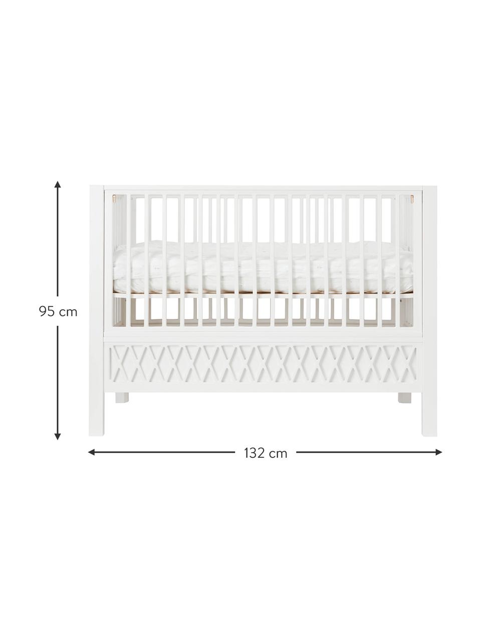 Babybed Harlequin, Grenenhout, MDF, gelakt met VOC-vrije verf, Wit, B 72 x L 132 cm