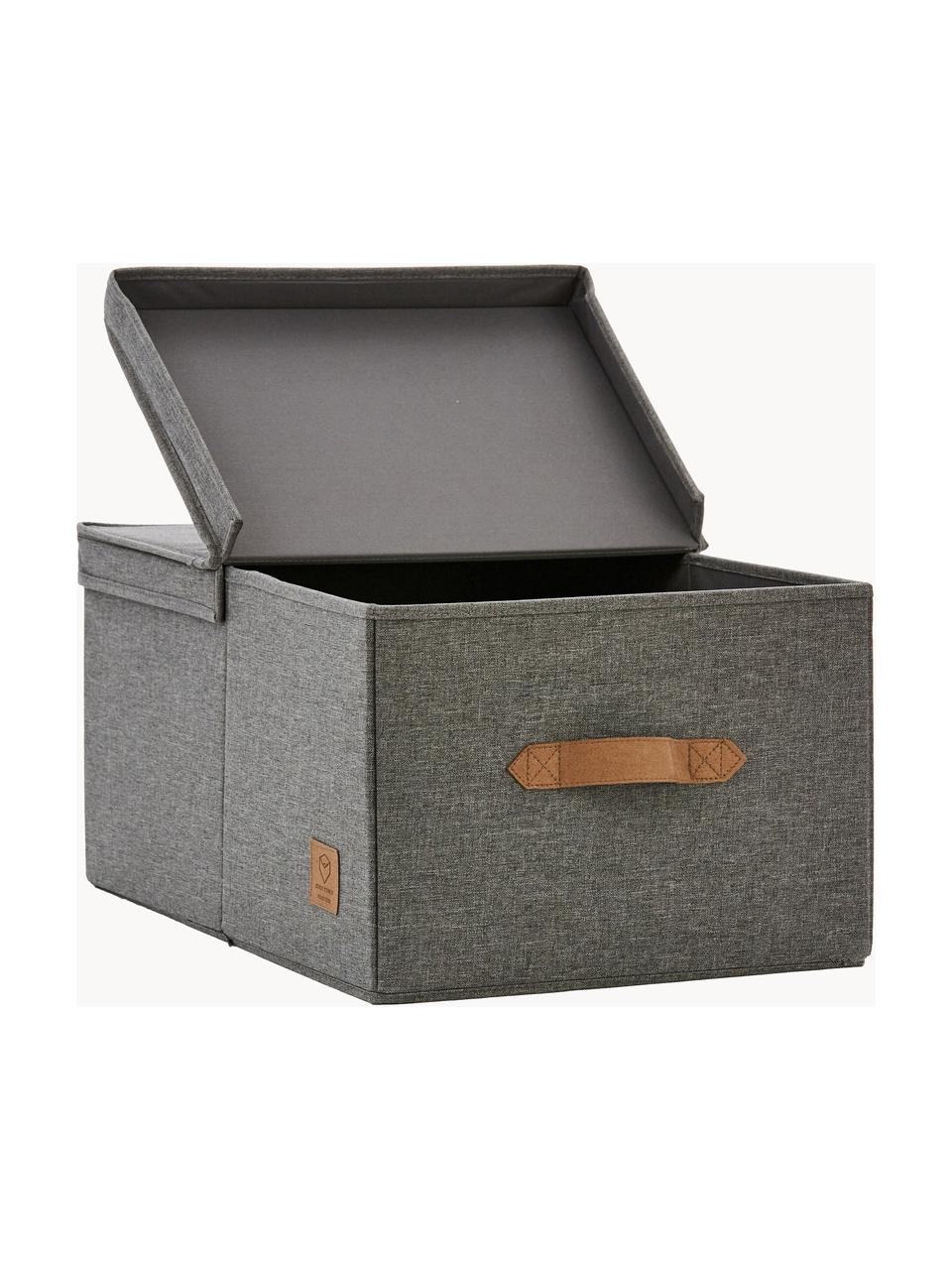 Boîte de rangement Premium, Gris foncé, brun, larg. 33 x prof. 50 cm