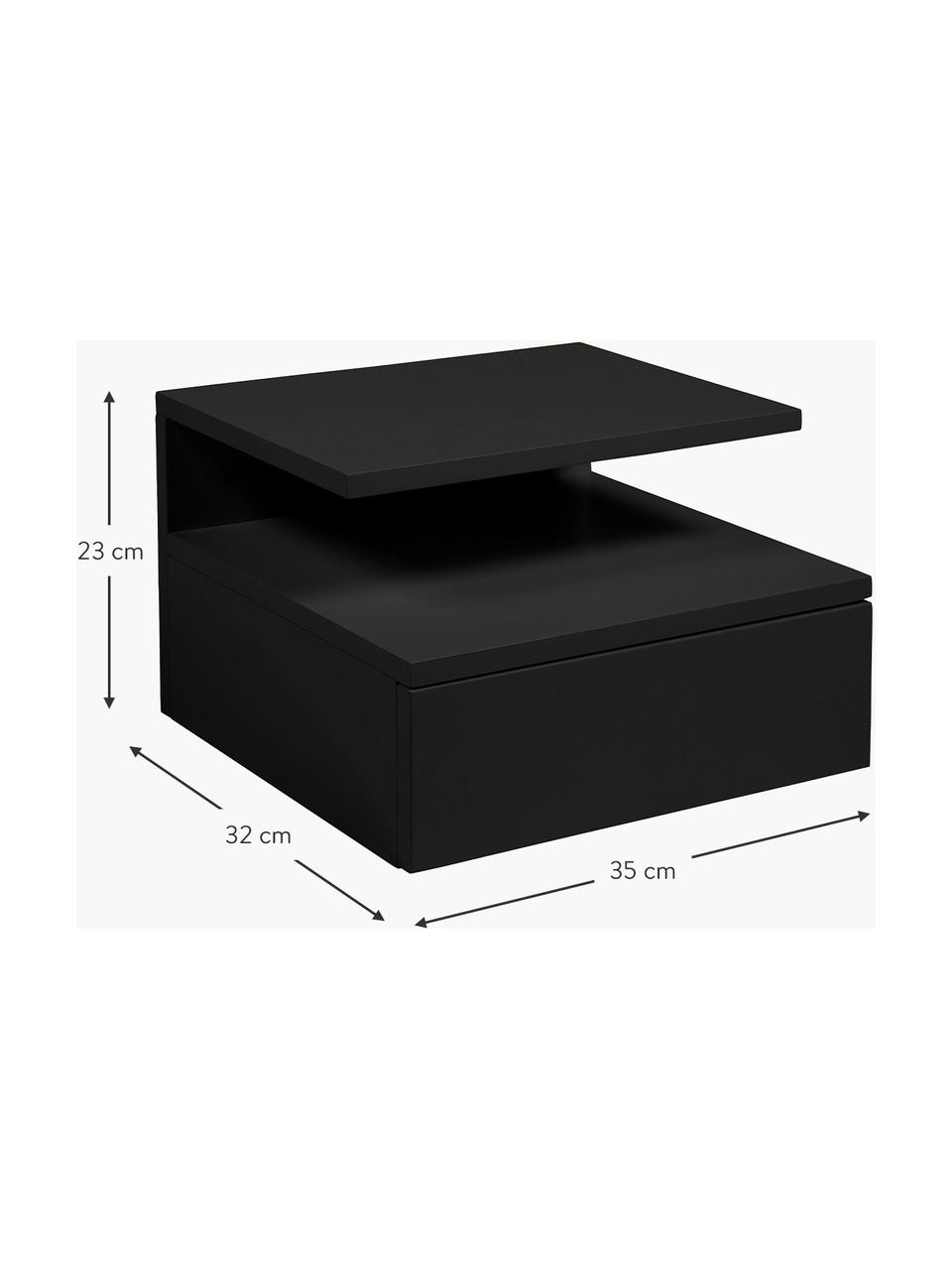 Nástěnný noční stolek Ashlan, Lakovaná MDF deska (dřevovláknitá deska střední hustoty), Černá, Š 35 cm, V 23 cm