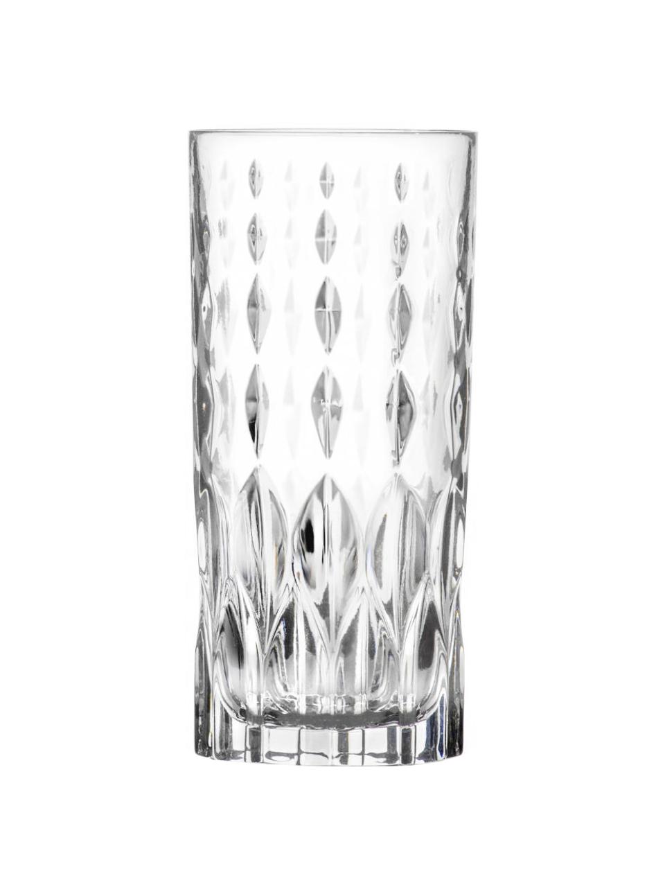 Křišťálová sklenice na long drink s reliéfem Marilyn, 6 ks, Křišťál, Transparentní, Ø 7 cm, V 15 cm, 350 ml