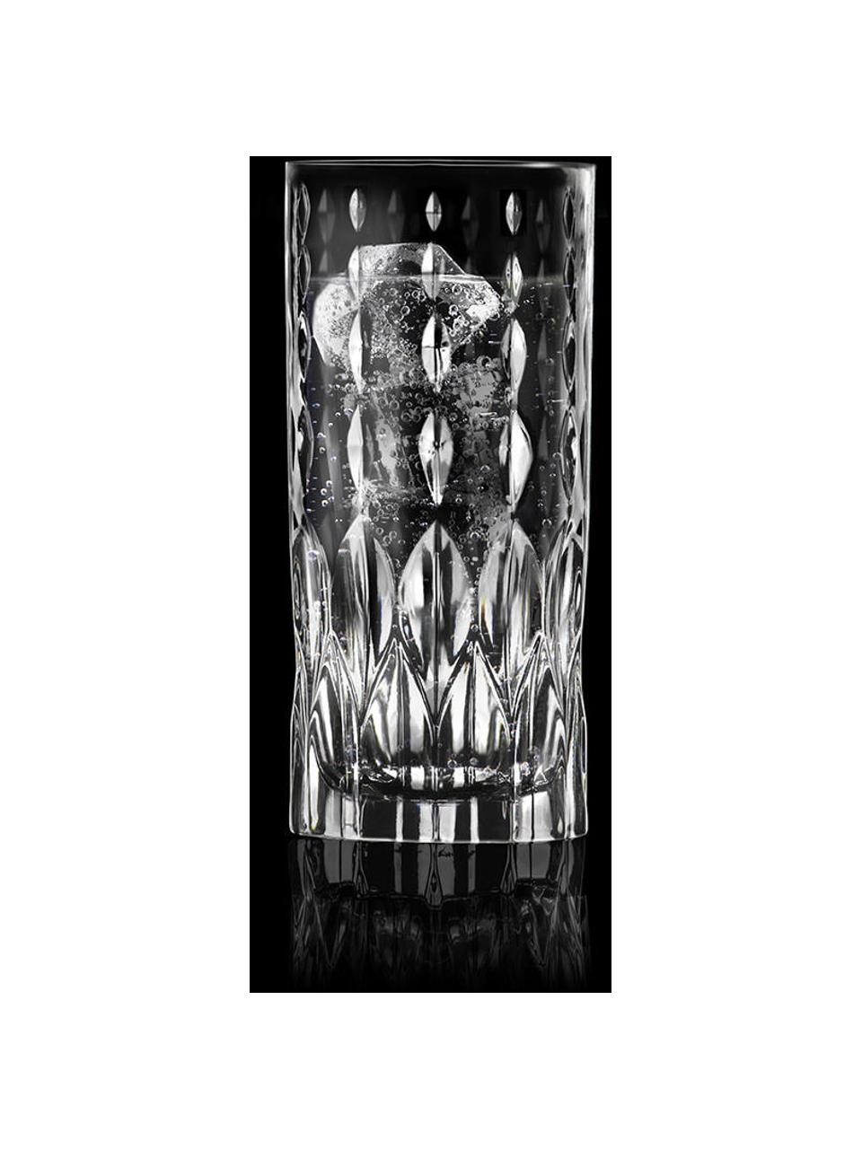 Vasos highball de cristal con relieve George, 6 uds., Cristal, Transparente, Ø 7 x Al 15 cm, 350 ml