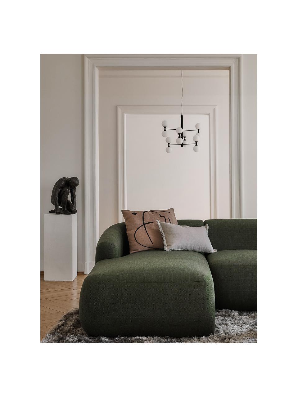 Lampada a sospensione grande con sfere in vetro Grover, Baldacchino: metallo verniciato a polv, Paralume: vetro opale, Nero, Ø 70 x Alt. 56 cm