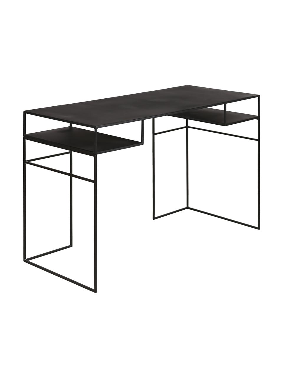 Metalen bureau Expo in zwart, Gecoat metaal, Zwart, B 120 x D 55 cm