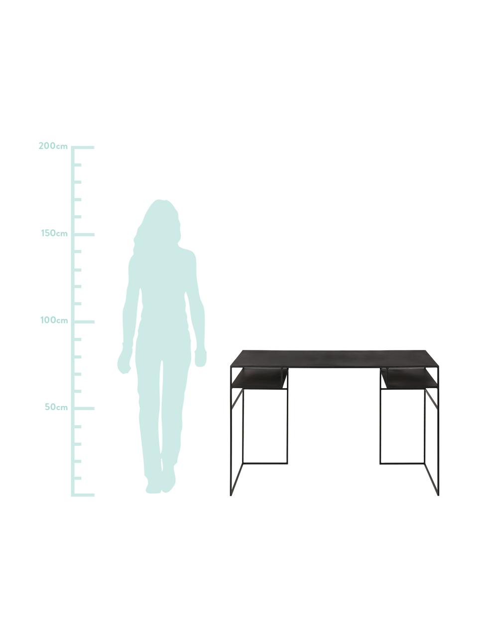 Metalen bureau Expo in zwart, Gecoat metaal, Zwart, B 120 x D 55 cm