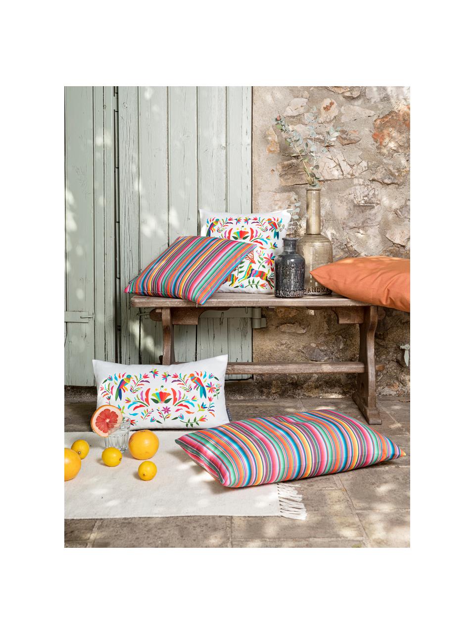 Federa arredo a strisce multicolori Mariachi, Tessuto: mezzo panama, Multicolore, Larg. 40 x Lung. 60 cm