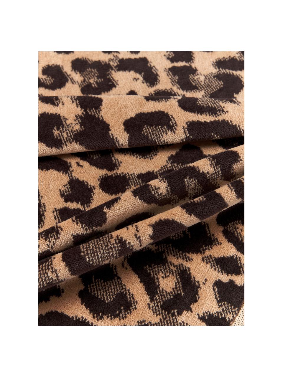 Strandlaken Dale met luipaardpatroon, Lichtbruin, beige, zwart, B 90 x L 170 cm