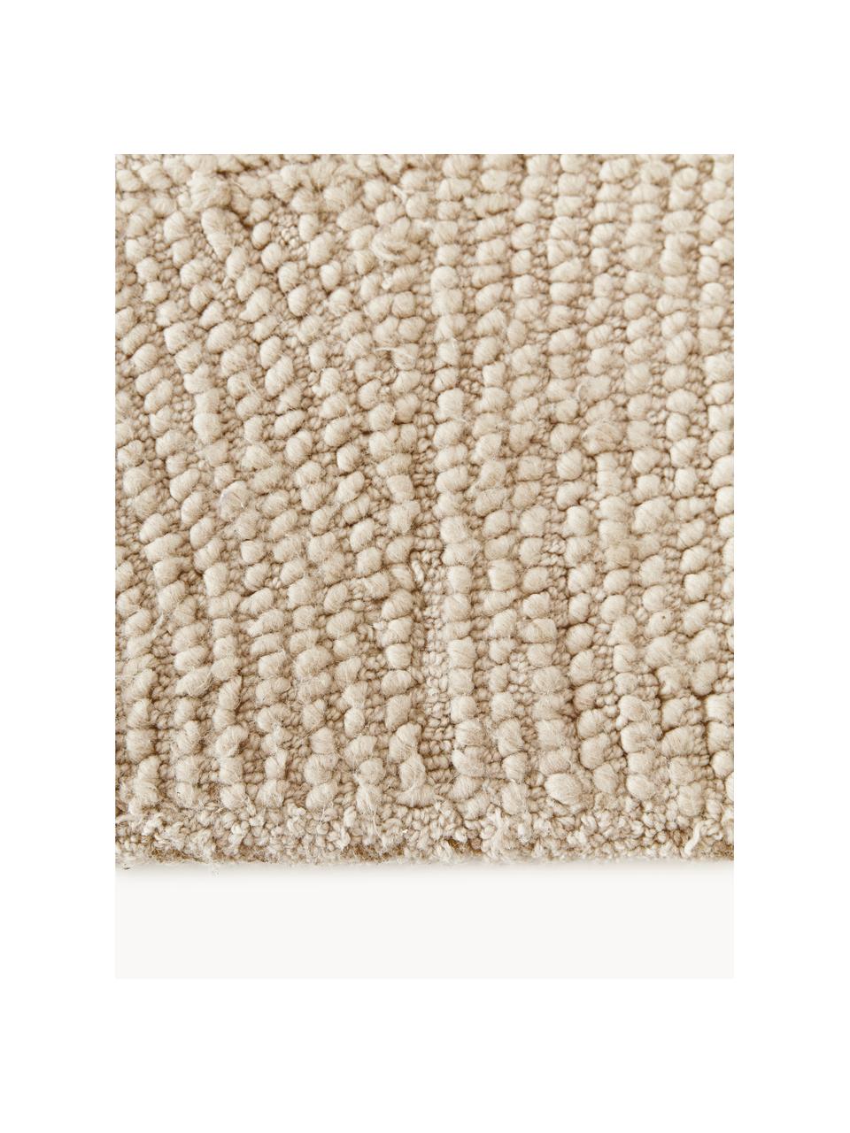 Runder handgetufteter Kurzflor-Teppich Eleni aus recycelten Materialien, 100 % Polyester, Beige, Ø 120 cm (Grösse S)