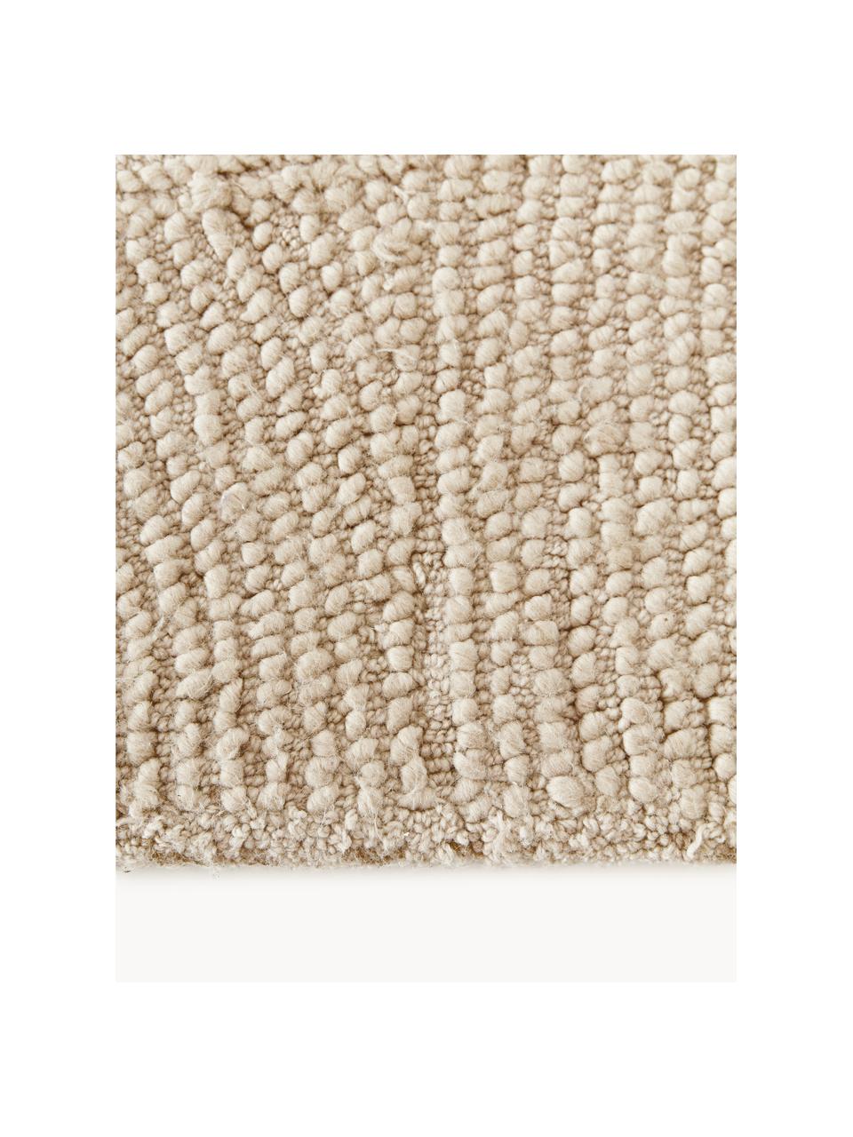 Tapis rond à poils ras tufté main, en matériaux recyclés Eleni, 100 % polyester, Beige, Ø 120 cm (taille S)